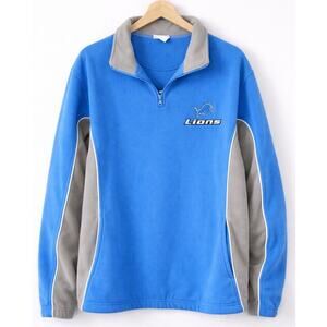 Detroit Lions Blue Quarter Zip Fleece Pullover NFL Official Apparel Game Day L